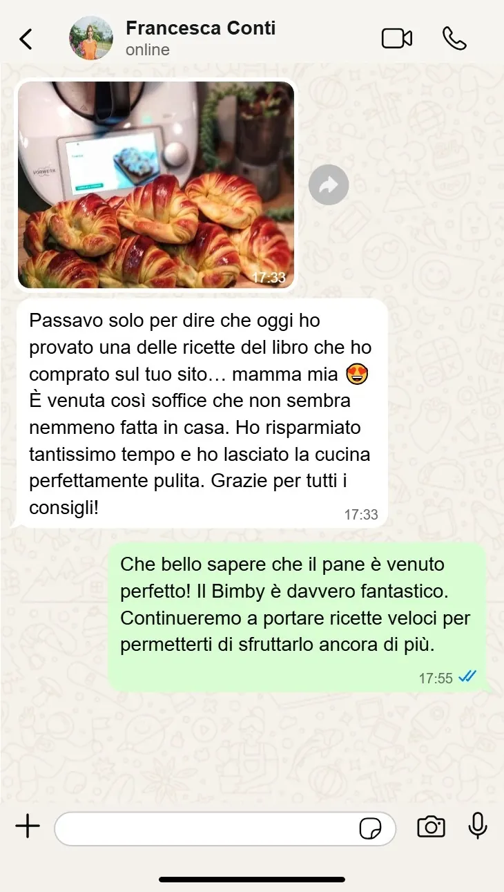 Messaggio di una cliente sul ricettario keto per Bimby
